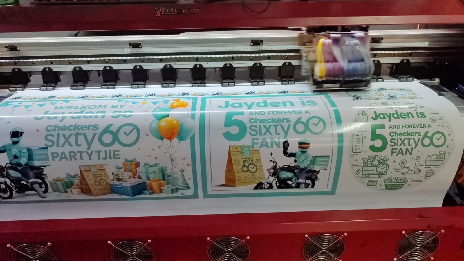 Checkers Sixty60 themed party banners in production